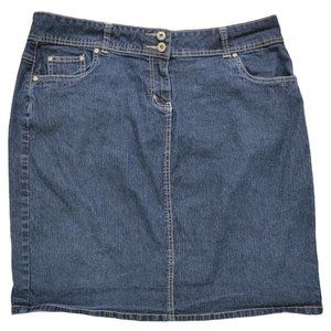 Penningtons Women Size 18 Denim Jean Skirt Blue Solid Denim Pockets On Back